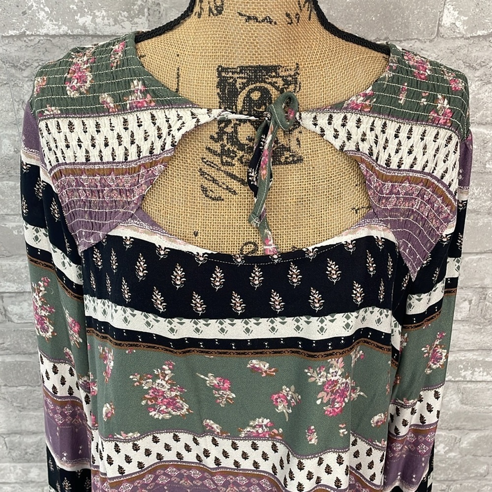 Maurices Patchwork Peasant Blouse NWT - image 3